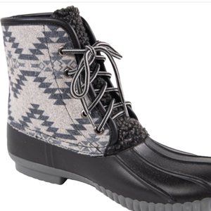 SIMPLY SOUTHERN GRAY AZTEC PRINT LACE UP BOOTS